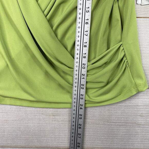 AB Studio Top Womens XL Green Y2k 90s Faux Wrap USA Made Jeweled Sleeveless NWT - Picture 7 of 10